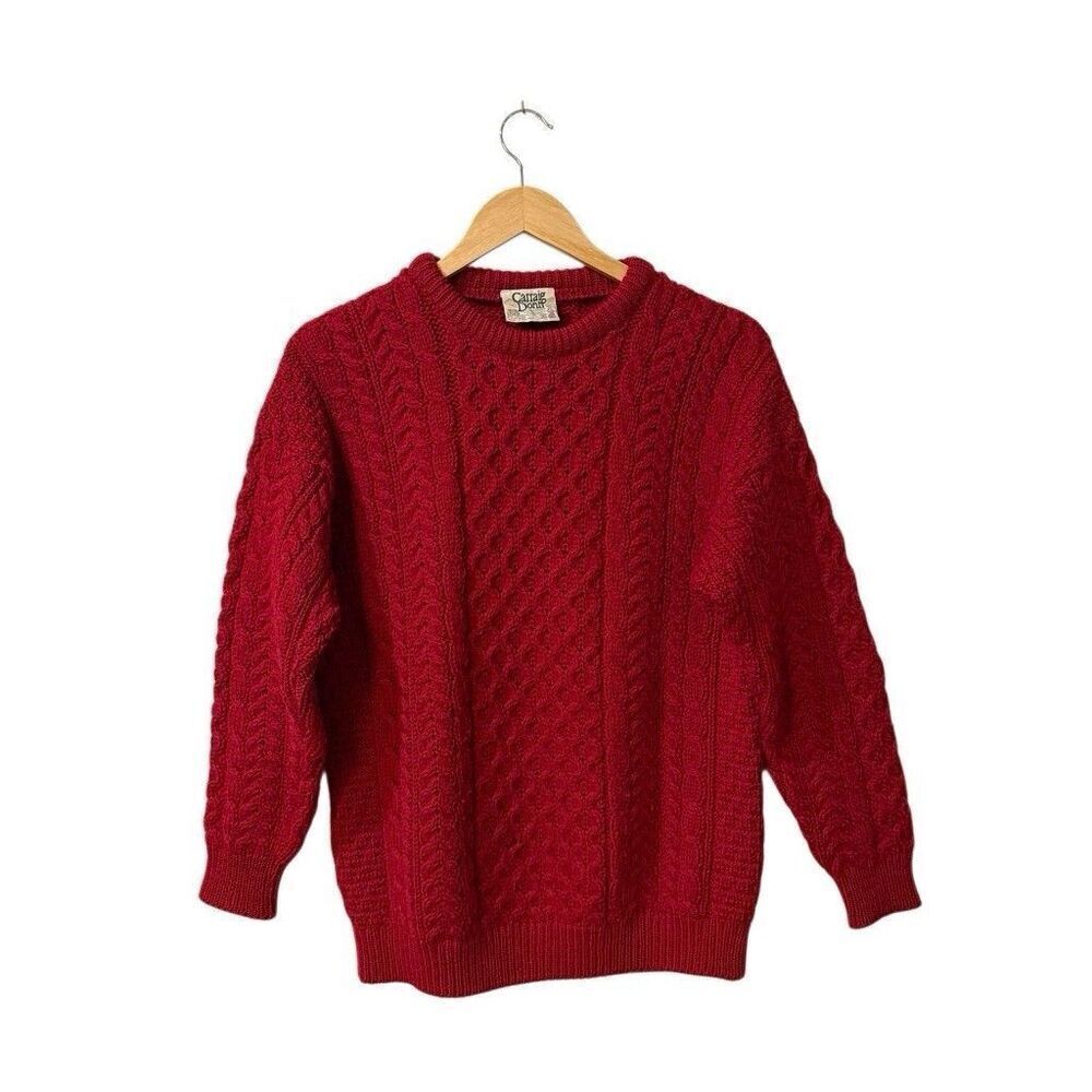 Carraig Donn Fishermens Sweater Unisex  M Wool Cableknit Made in Ireland